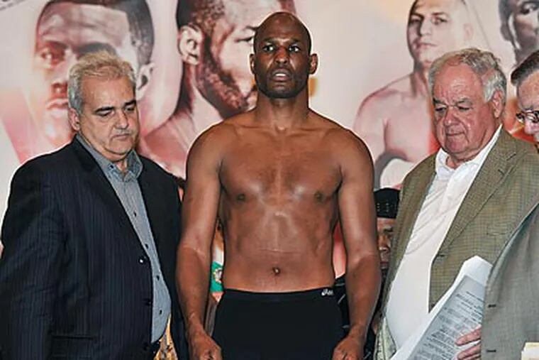Bernard Hopkins during his weigh-in in Montreal on Friday. (Graham Hughes/AP Photo/The Canadian Press)