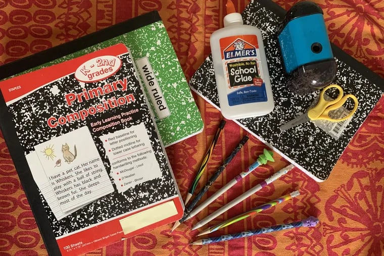 School supplies for elementary age students. A giant question mark looms over whether - and in what form - public schools in and around Philadelphia will manage to resume education this fall amid the crippling coronavirus pandemic.