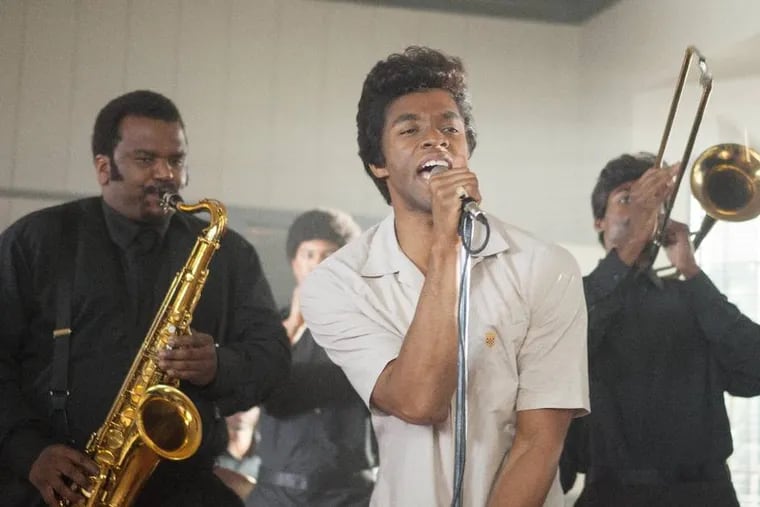 Film Title: Get on Up

(L to R, foreground) Maceo Parker (CRAIG ROBINSON) and James Brown (CHADWICK BOSEMAN) in "Get on Up". Based on the incredible life story of the Godfather of Soul, the film will give a fearless look inside the music, moves and moods of Brown, taking audiences on the journey from his impoverished childhood to his evolution into one of the most influential figures of the 20th century.

Photo Credit: D Stevens

Copyright: � 2014 Universal Studios. ALL RIGHTS RESERVED.