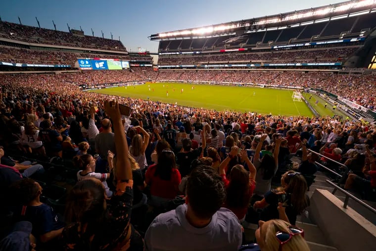 Lincoln Financial Field was a women's World Cup host venue in 2003, and in 2019 (above) set a record for the largest crowd for a standalone U.S. women's team friendly game in program history.