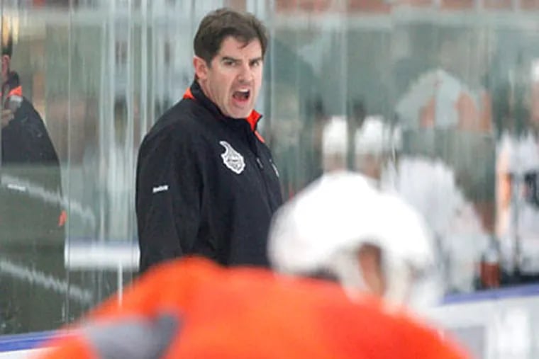 Peter Laviolette said that the Flyers were "going to win the game" Wednesday. (Charles Fox/Staff Photographer)