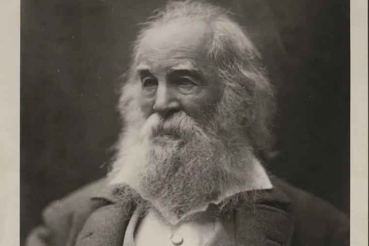 Undated photograph of Walt Whitman, part of the Penn Libraries exhibition 'Whitman Vignettes: Camden and Philadelphia"