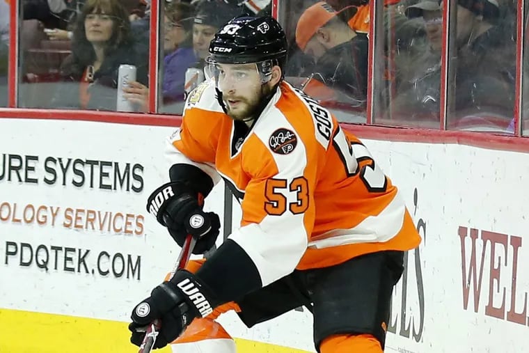 Flyers defenseman Shayne Gostisbehere in a game last season against New Jersey.