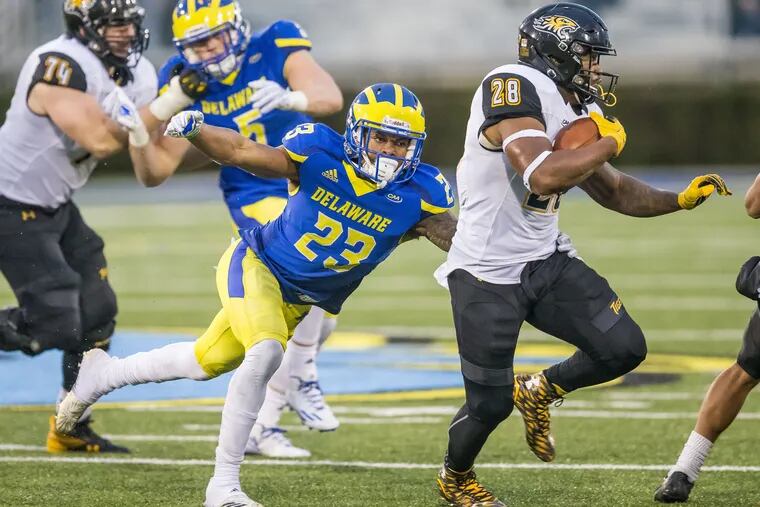 University of Delaware NFL draft prospect Nasir Adderley, a former Great Valley star, could be a first-round pick in this year's NFL Draft. Mark Campbell / University of Delaware