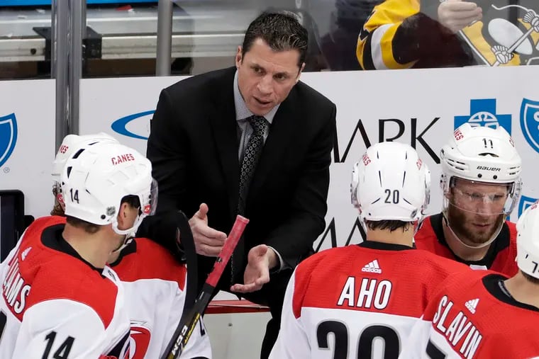 Rod Brind'Amour is in his first season coaching the Hurricanes. As soon as he was hired, he made Justin Williams (far left) his one and only captain.