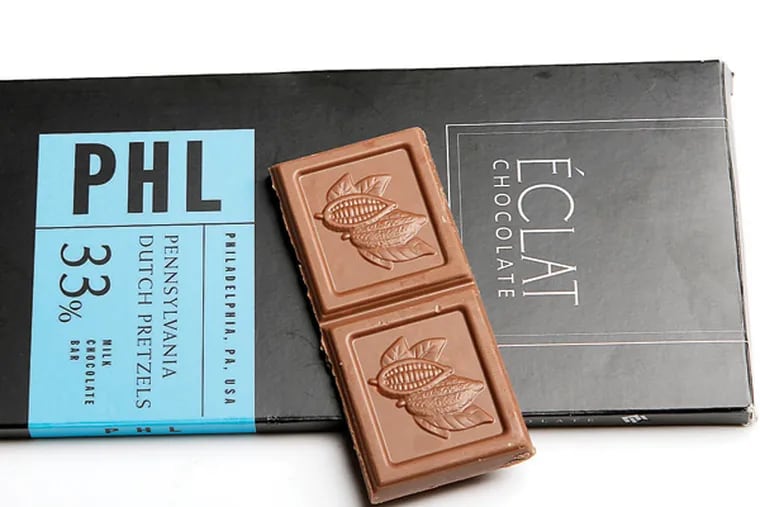 Eclat Chocolate PHL Pennsylvania Dutch Pretzels chocolate bar. ( MICHAEL S. WIRTZ / staff Photographer )