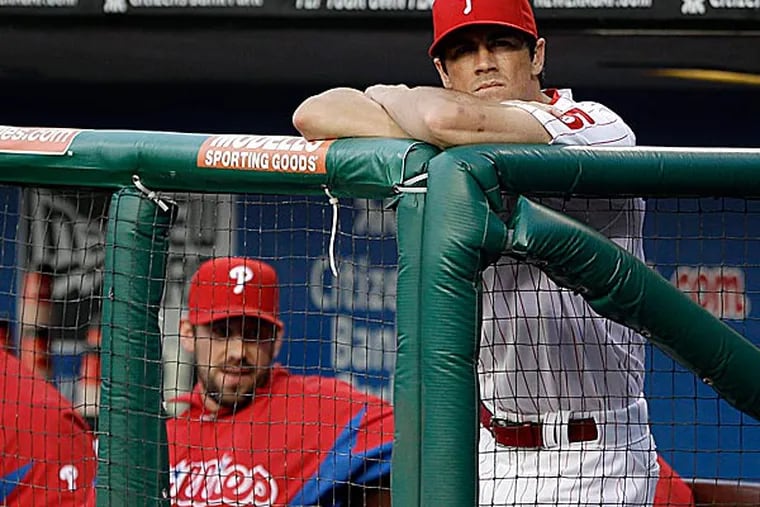 Phillies pitchers Cliff Lee and Cole Hamels. (Matt Slocum/AP)