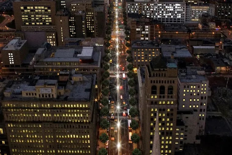 A rendering of the new light masts. (Image courtesy of the Philadelphia Streets Department)