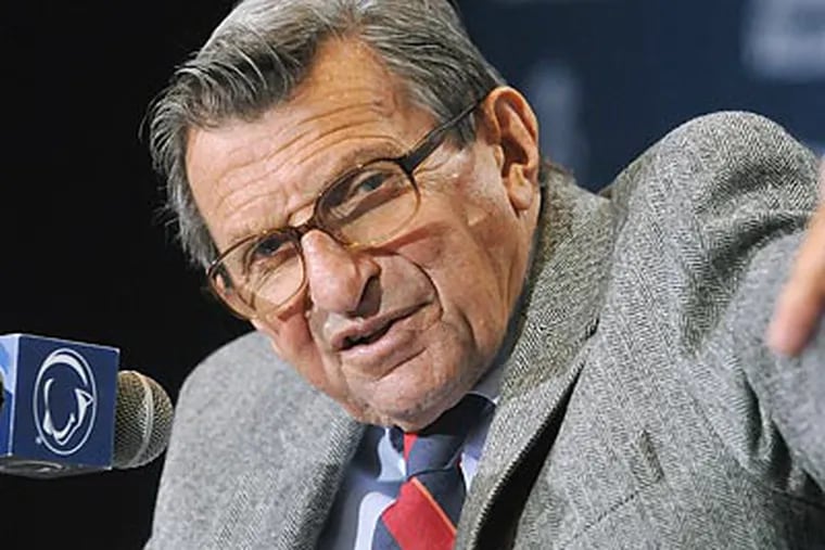 Joe Paterno is looking forward to taking his team on the road for the Outback Bowl. (Pat Little/AP file photo)