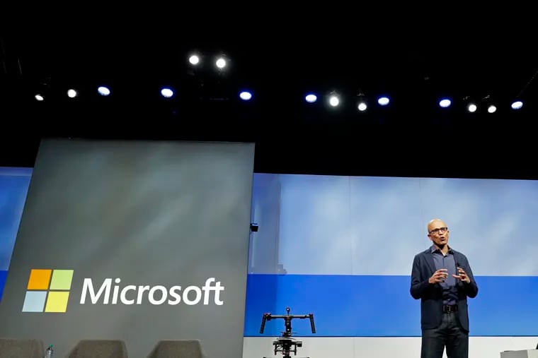 Microsoft CEO Satya Nadella speaking during the company's annual shareholder meeting on Nov. 28, 2018.