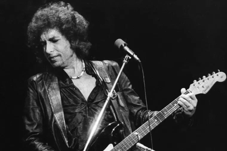 Bob Dylan during a Spectrum concert in Philadelphia in 1978.