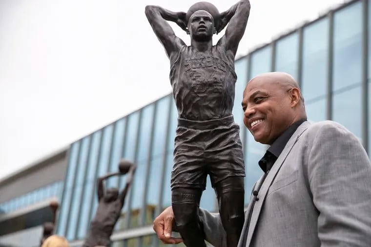 NBA Hall of Famer and former Sixers player Charles Barkley, who posed for a photo with his new sculpture at the 76ers Legend Walk on Friday,  gives his insight about the Sixers' All-Star players.