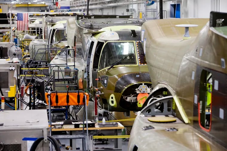V-22 Osprey assembly line at the Boeing Plant, Ridley Park in 2012.