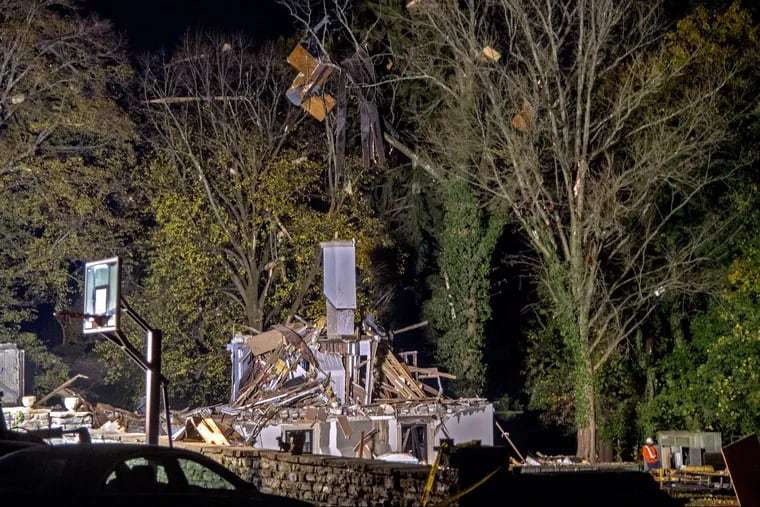 Debris in in the trees around the leveled home on Dodds Lane in Gladwyne November 4, 2018. The explosion was so loud it could be heard for miles.