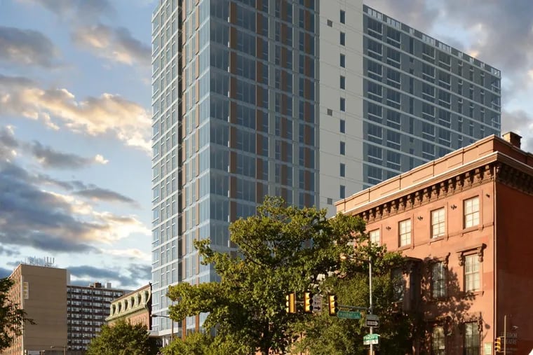Artist's rendering of the Nest apartment building under construction at 1324 N. Broad St.