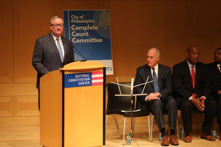 Mayor Jim Kenney, U.S. Sen. Bob Casey, and other officials and community leaders from the Philadelphia area marked Census Day 2019 at the Constitution Center on April 1, 2019.