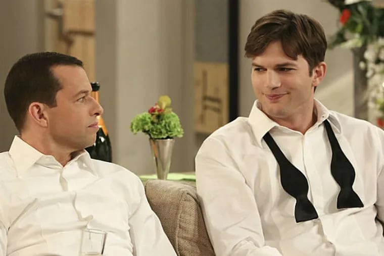 Jon Cryer and Ashton Kutcher, whose characters will get married in the final season of CBS' "Two and a Half Men."