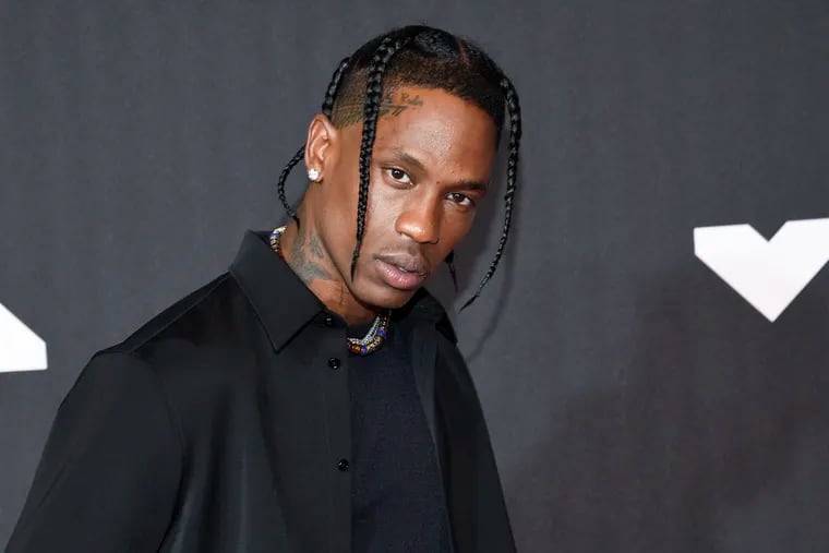 Travis Scott arrives at the MTV Video Music Awards at Barclays Center on Sept. 12, 2021, in New York. (Photo by Evan Agostini/Invision/AP, File)