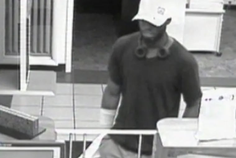 Suspect photo taken by surveillance camera at the Citizen's Bank branch, Cederbrook Plaza, Cheltenham Township on Sunday, June 30, 2013.