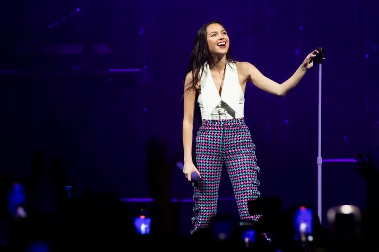 Olivia Rodrigo acknowledges the crowd as she performed at the Met Philadelphia on Friday night.