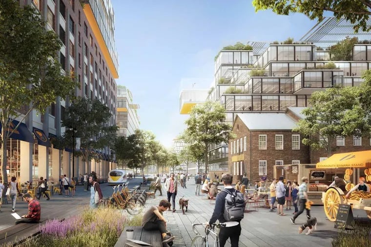 Artist's rendering of PIDC's vision for Navy Yard Historic District Core district, which would combine historic buildings and new construction.