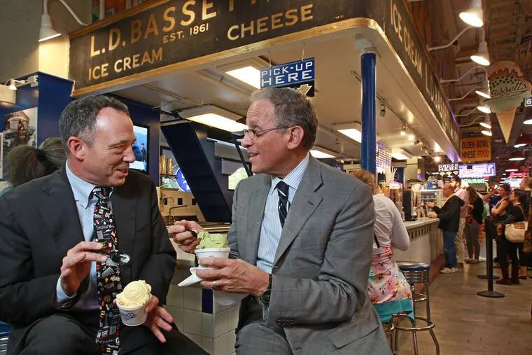 Bassetts Ice Cream president Michael Strange (left) with Fred Hochberg, head of the U.S. Export-Import Bank, in October. Before pursuing trade with Cuba, Strange said, Bassetts will wait for Congress to act and for U.S.-based tourism to develop in Cuba.