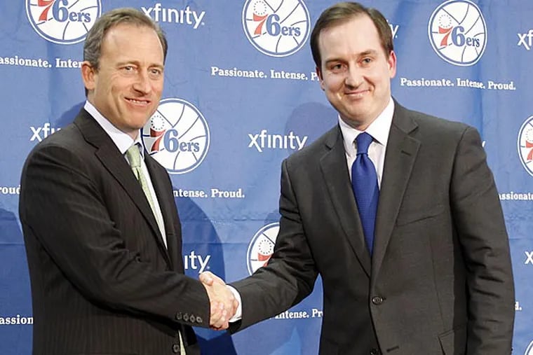 Sixers owner Josh Harris and new general manager Sam Hinkie. (Yong Kim/Staff Photographer)