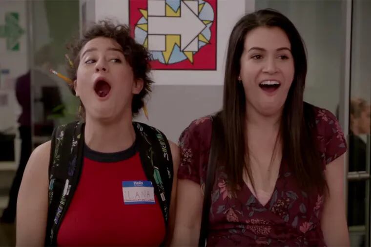 Abbi Jacobson (R)) and Ilana Glazer in a scene from Season 3 of "Broad City" on Comedy Central.