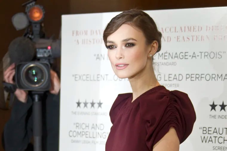 Keira Knightley arrives for the Gala Premiere of A Dangerous Method at the May Fair Hotel, in London, Tuesday, Jan. 31, 2012. (AP Photo/Joel Ryan)