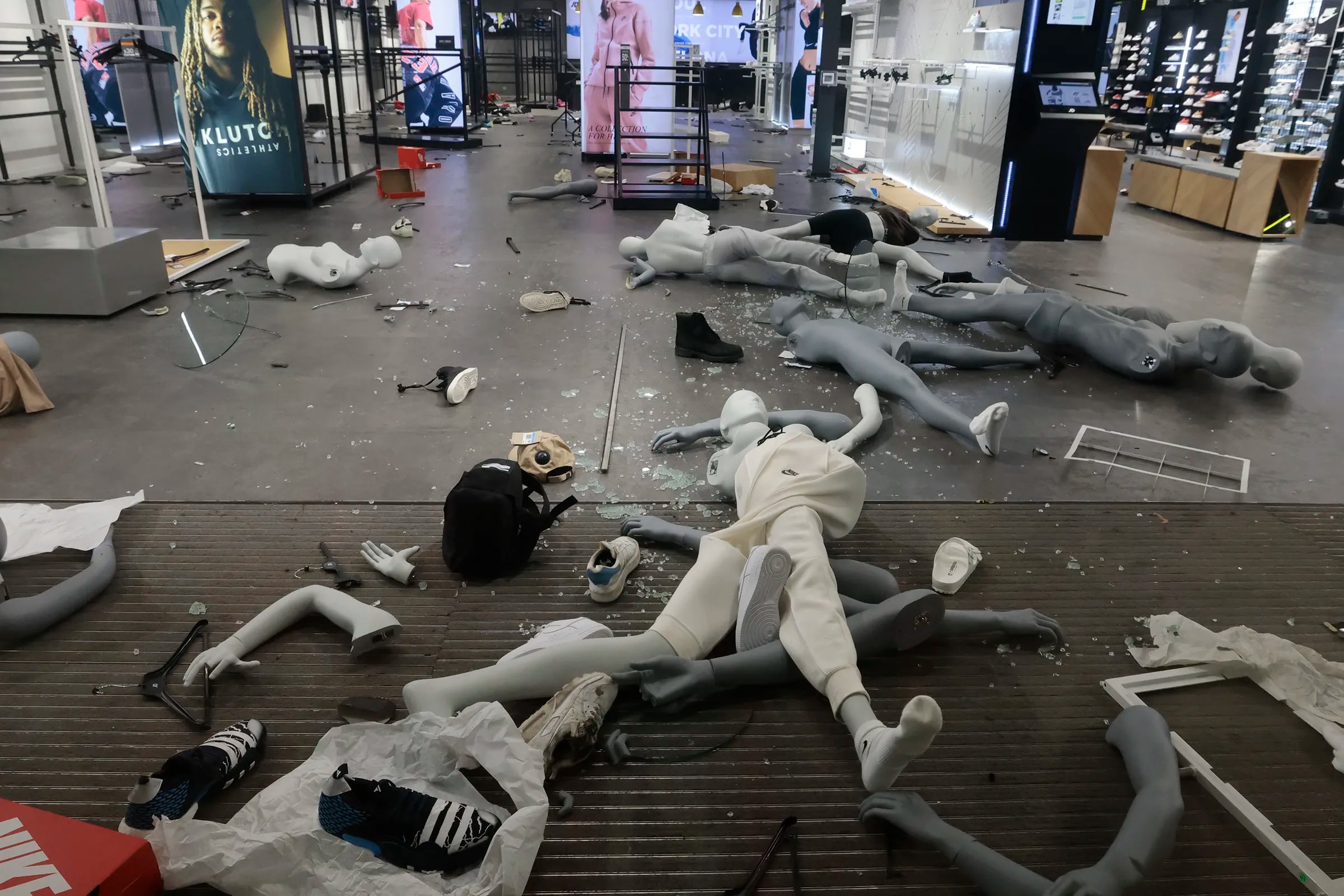 JD Sports in the Roosevelt Mall in Northeast Philadelphia following looting and vandalism throughout the city. 