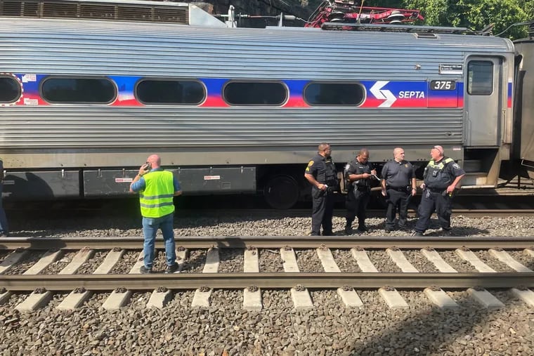 A SEPTA train derailed in Trenton on Wednesday.