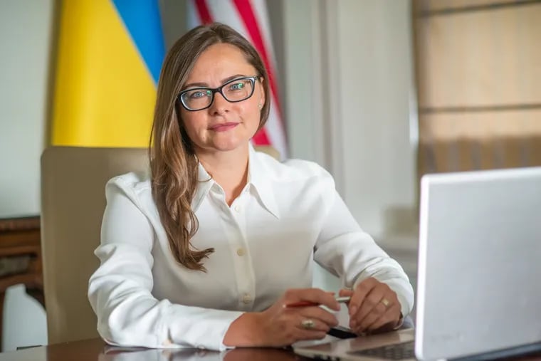 Attorney Iryna Mazur speaks about her role as Honorary Consol of Ukraine of Philadelphia Friday, September 16, 2022 at Mazur Law Firm in Huntingdon Valley, Pennsylvania. (Photo by William Thomas Cain/For The Inquirer)