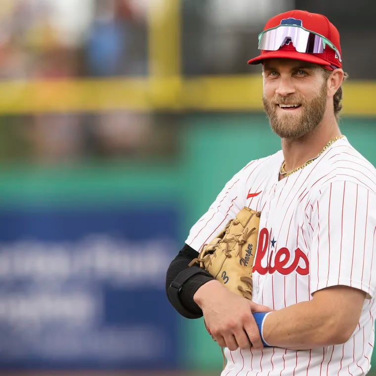 Bryce Harper will play his first opening day as a first baseman on Thursday.
