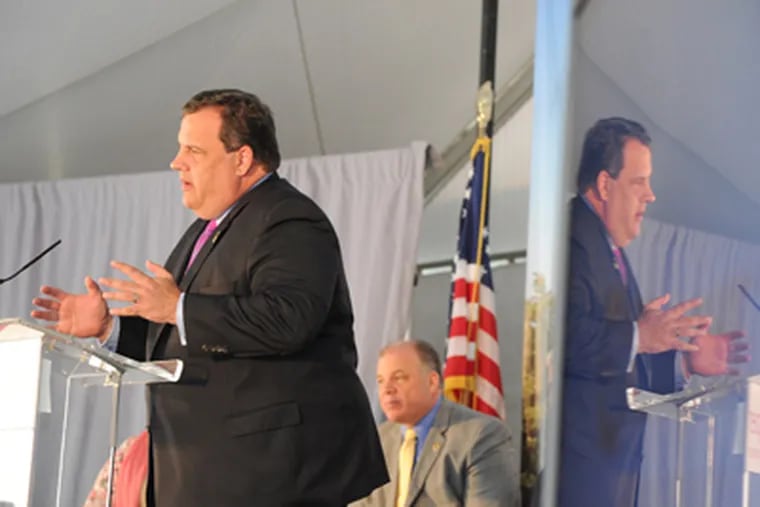 Gov. Christie speaks during groundbreaking ceremonies for the new 4-story, 103,050-square-foot Cooper Cancer Institute on Tuesday, May
15, 2012. (Clem Murray / Staff Photographer)
