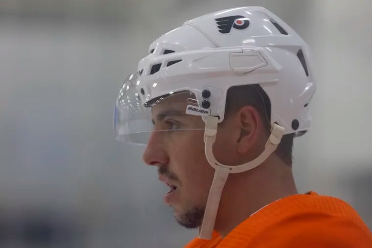 Philadelphia Flyers center Morgan Frost looks to calm his nerves down in his second preseason game as he looks to make the opening-night roster.