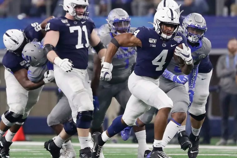 Penn State running back Journey Brown runs for a 56-yard touchdown run against Memphis in the Cotton Bowl on Saturday, December 28, 2019 in Arlington, Texas.
