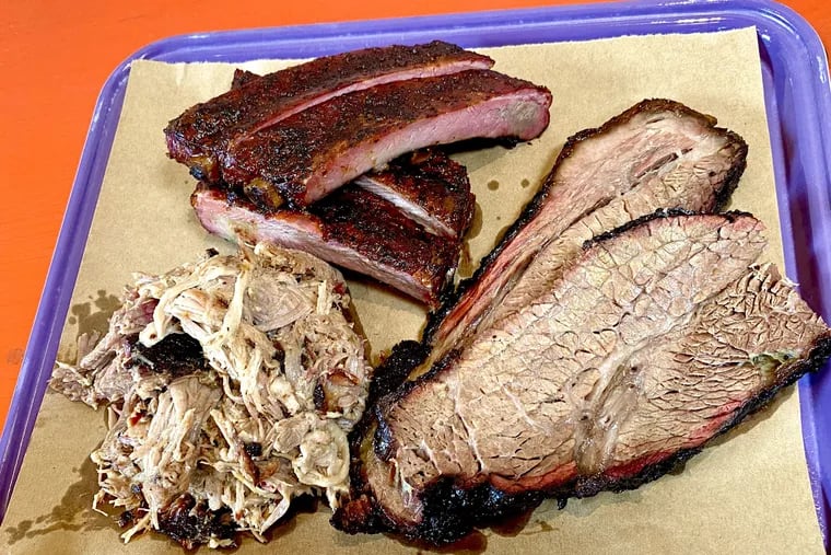 Brisket, pulled pork, and pork ribs from the Ole Hickory smoker at Zig Zag BBQ in Kensington.