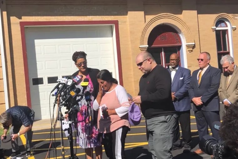 The maternal grandmother of Dulce Maria Alavez speaks at a press conference as authorities appeal for help finding the 5-year-old girl, who was apparently abducted from a Bridgeton park.