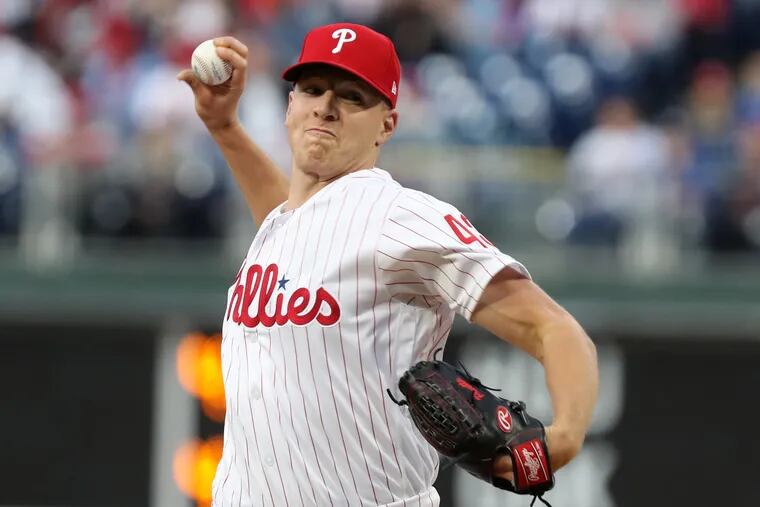Nick Pivetta of the Phillies pitches against the Mets at Citizens Bank Park on April 16, 2019.