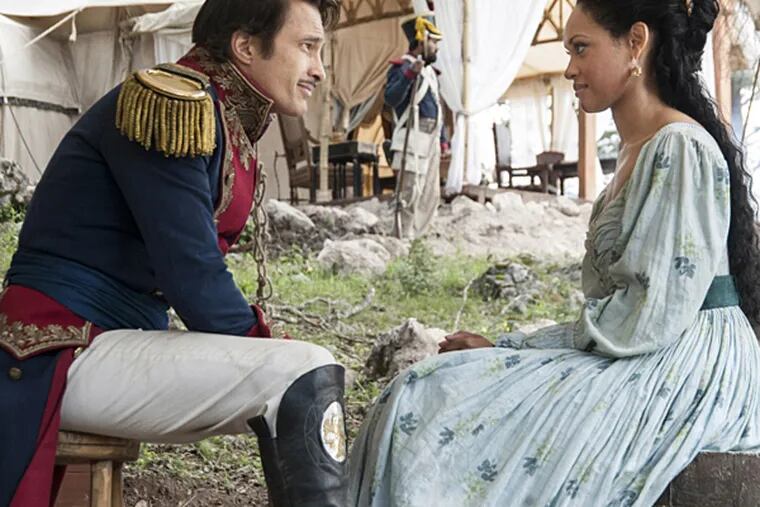 Olivier Martinez as Santa Anna and Cynthia Addai-Robinson as Emily West in "Texas Rising" on the History Channel. (Photo credit: Carlos Somonte)