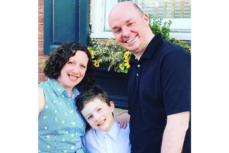 Caitlin Brown — pictured here with her son, Turner, and her fiance, Adam — was shocked by the city's new guidance on vaccine and mask restrictions. Under the current plans, her son may not be able to attend her wedding.