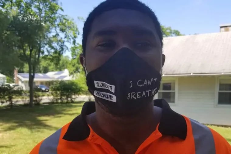 Andre Lynch III, 20, said he wore this Black Lives Matter mask to work at Wawa in Mount Laurel. On Friday, he was told to take it off or leave the store, so he quit.