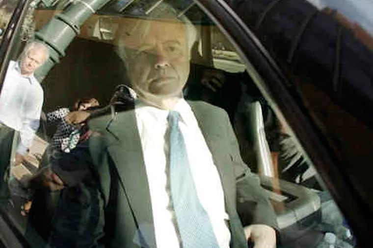 Vince Fumo leaves federal court yesterday after he was sentenced to 55 months in jail.