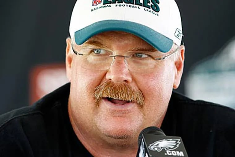 Eagles head coach Andy Reid must cut his roster down to 53 players by Saturday. (Yong Kim/Staff Photographer)