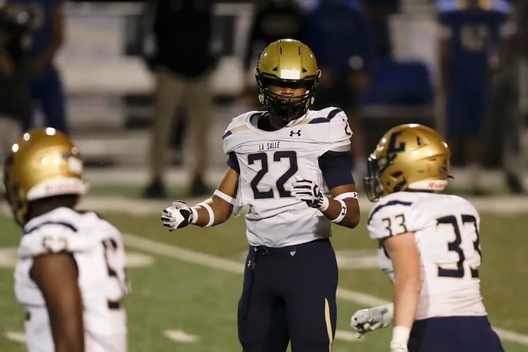 La Salle High linebacker Abdul Carter was so dominant early in last week's win over Downingtown East that his No. 22 jersey was shredded, and he had to change to No. 11.