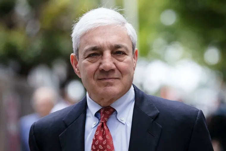 Former Penn State President Graham Spanier departs after his June 2, 2017 sentencing hearing at the Dauphin County Courthouse in Harrisburg, Pa.