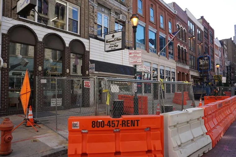The block of Sansom Street's Jewelers Row where a condo tower is to be built.