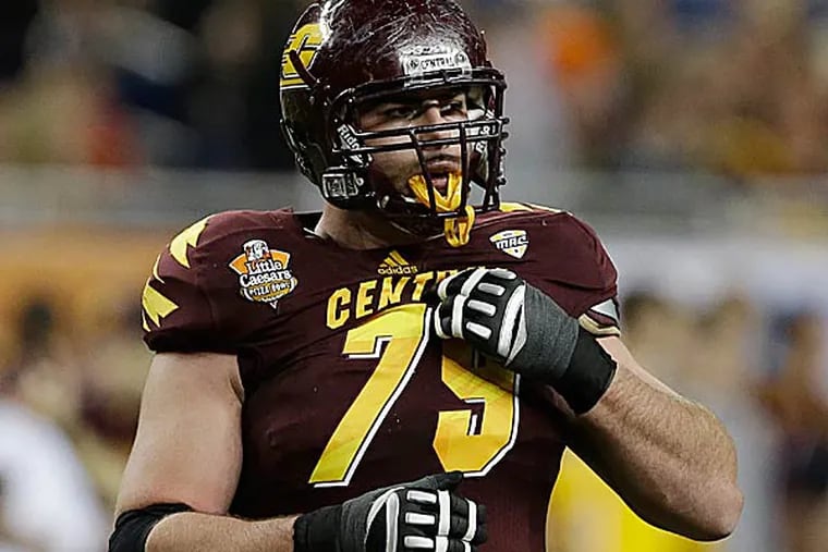 Eric Fisher of Central Michigan was labeled a mid-to-late first round pick by many analysts heading into the Senior Bowl. (Carlos Osorio/AP)