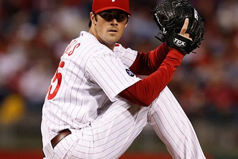 Cole Hamels pitched eight strong innings in the Phillies' win over the Braves. (Ron Cortes/Staff Photographer)