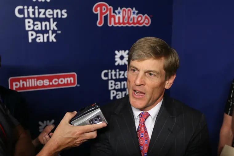John Middleton talks with reporters about the Phillies' front-office moves. (David Swanson / Staff Photographer)